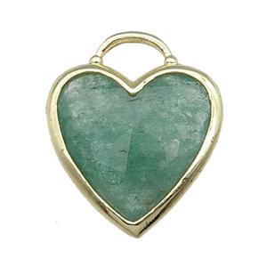 Green Strawberry Quartz Heart Pendant Faceted Gold Plated, approx 20mm [GM17869]