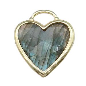 Labradorite Heart Pendant Faceted Gold Plated, approx 20mm [GM17871]
