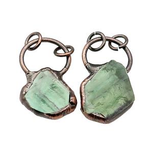 Green Fluorite Pendant Nugget Freeform Antique Red, approx 25-30mm [GM17873]