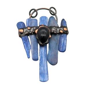 Blue Kyanite Pendant Stick Antique Red, approx 40-80mm [GM17875]