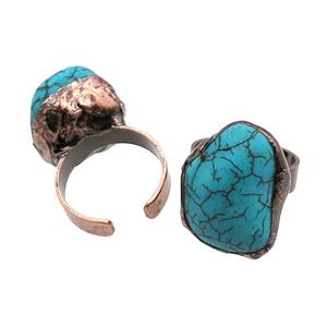 Blue Magnesite Turquoise Ring Nugget Antique Red, approx 20-25mm, 18mm dia [GM17879]