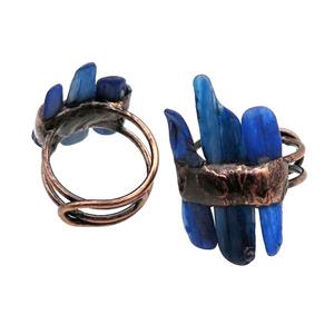 Blue Kyanite Ring Adjustable Antique Red, approx 20-35mm, 18mm dia [GM17882]