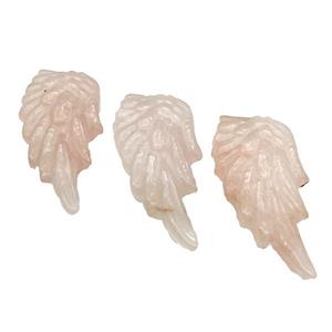 Pink Rose Quartz Angel Wing Pendant, approx 20-45mm [GM17887]