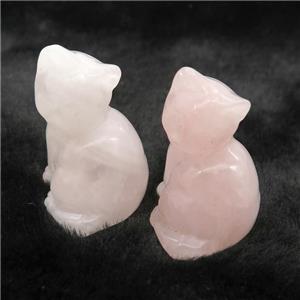 Pink Rose Quartz Cat No Hole, approx 22-30mm [GM17910]