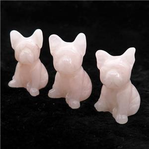 Pink Rose Quartz Dog No Hole, approx 20-30mm [GM17919]