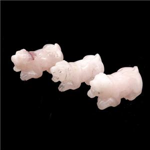 Pink Rose Quartz Dog No Hole, approx 16-30mm [GM17930]
