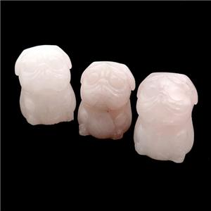 Pink Rose Quartz Sharpei Dog No Hole, approx 22-30mm [GM17935]