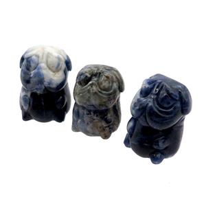 Blue Sodalite Sharpei Dog No Hole, approx 22-30mm [GM17937]