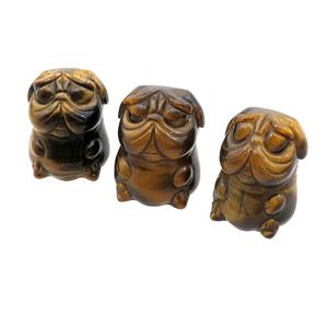 Yellow Tiger Eye Stone Sharpei Dog No Hole, approx 22-30mm [GM17939]