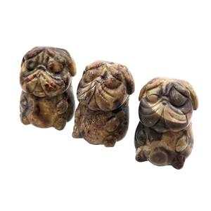 Ocean Jasper Sharpei Dog No Hole, approx 22-30mm [GM17940]