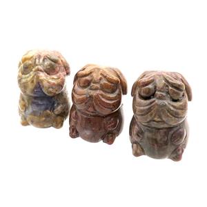 Nueva Agate Sharpei Dog No Hole, approx 22-30mm [GM17941]