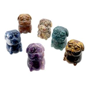 Mix Gemstone Sharpei Dog No Hole, approx 22-30mm [GM17943]