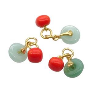 Green Jade Pendant Gold Plated Dye, approx 8mm, 10mm [GM17987]