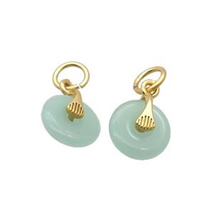 Green Jade Pendant Gold Plated Dye, approx 10mm [GM17989]