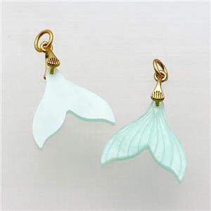 Green Acrylic Mermaid Tail Pendant, approx 20mm [GM17993]