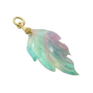 Rainbow Acrylic Leaf Pendant, approx 16-30mm [GM17995]