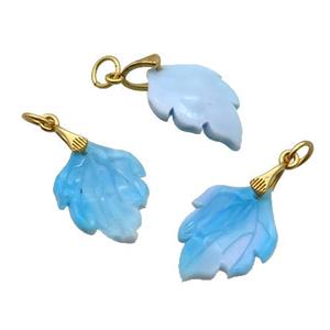 Blue Acrylic Leaf Pendant, approx 16-21mm [GM18000]