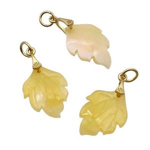 Yellow Acrylic Leaf Pendant, approx 16-21mm [GM18001]