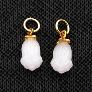 White Acrylic Tulip Flower Pendant, approx 7-12mm [GM18013]