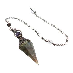 Labradorite Chips Resin Pendulum Pendant Antique Red, approx 20-60mm, 6mm, 20cm chain [GM18047]
