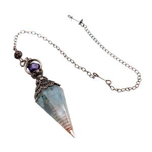 Blue Aquamarine Chips Resin Pendulum Pendant Antique Red, approx 20-60mm, 6mm, 20cm chain [GM18049]