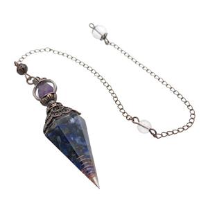 Blue Lapis Chips Resin Pendulum Pendant Antique Red, approx 20-60mm, 6mm, 20cm chain [GM18051]