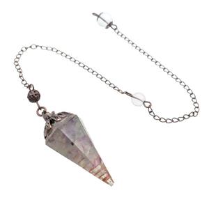 Multicolor Fluorite Chips Resin Pendulum Pendant Antique Red, approx 20-40mm, 20cm chain [GM18058]