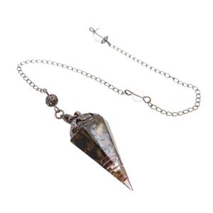 Tiger Eye Stone Chips Resin Pendulum Pendant Antique Red, approx 20-40mm, 20cm chain [GM18062]