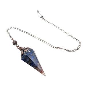 Blue Lapis Lazuli Chips Resin Pendulum Pendant Antique Red, approx 20-40mm, 20cm chain [GM18066]