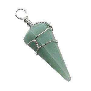 Green Aventurine Pendulum Pendant Wire Wrapped, approx 18-35mm [GM18079]