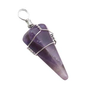 Purple Amethyst Pendulum Pendant Wire Wrapped, approx 18-35mm [GM18080]