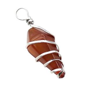Red Carnelian Agate Pendulum Pendant Wire Wrapped, approx 16-30mm [GM18099]