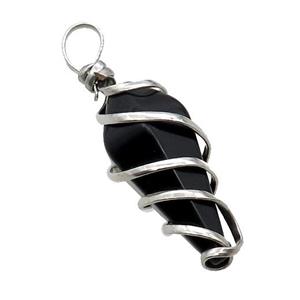 Black Onyx Pendulum Pendant Wire Wrapped, approx 16-30mm [GM18101]
