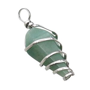 Green Aventurine Pendulum Pendant Wire Wrapped, approx 16-30mm [GM18102]