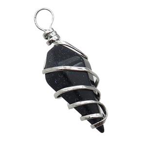 Blue Sandstone Pendulum Pendant Wire Wrapped, approx 16-30mm [GM18103]