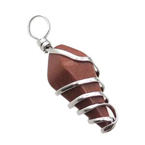 Gold Sandstone Pendulum Pendant Wire Wrapped, approx 16-30mm [GM18104]