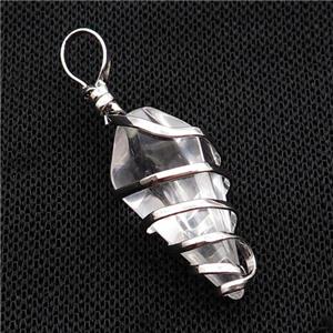 Clear Crystal Glass Pendulum Pendant Wire Wrapped, approx 16-30mm [GM18108]