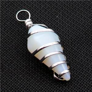 White Opalite Pendulum Pendant Wire Wrapped, approx 16-30mm [GM18109]