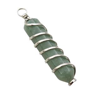 Green Aventurine Bullet Pendant Wire Wrapped, approx 11-45mm [GM18114]