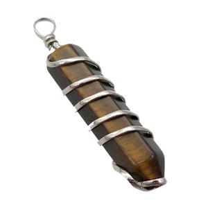 Tiger Eye Stone Bullet Pendant Wire Wrapped, approx 11-45mm [GM18115]