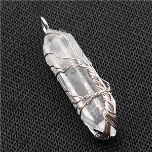 Clear Quartz Bullet Pendant Tree Wire Wrapped, approx 11-40mm [GM18118]