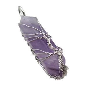 Purple Amethyst Bullet Pendant Tree Wire Wrapped, approx 11-40mm [GM18121]