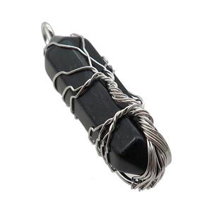 Black Obsidian Bullet Pendant Tree Wire Wrapped, approx 11-40mm [GM18123]