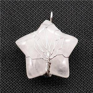 Clear Quartz Star Pendant Wire Wrapped, approx 30mm [GM18151]
