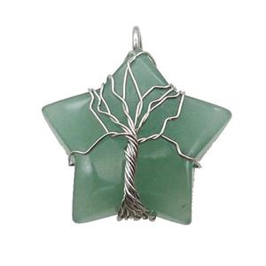 Green Aventurine Star Pendant Wire Wrapped, approx 30mm [GM18154]