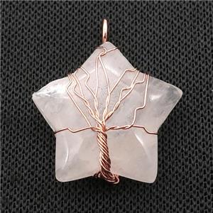 Clear Quartz Star Pendant Tree Wire Wrapped, approx 30mm [GM18159]