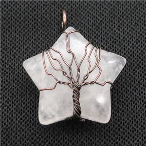 Clear Quartz Star Pendant Tree Wire Wrapped, approx 30mm [GM18167]