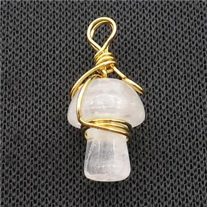Clear Quartz Mushroom Pendant Wire Wrapped, approx 15-20mm [GM18297]