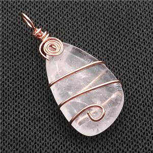 Clear Quartz Teardrop Pendant Wire Wrapped, approx 20-42mm [GM18309]