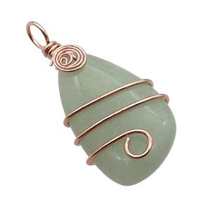 Green Aventurine Teardrop Pendant Wire Wrapped, approx 20-42mm [GM18312]